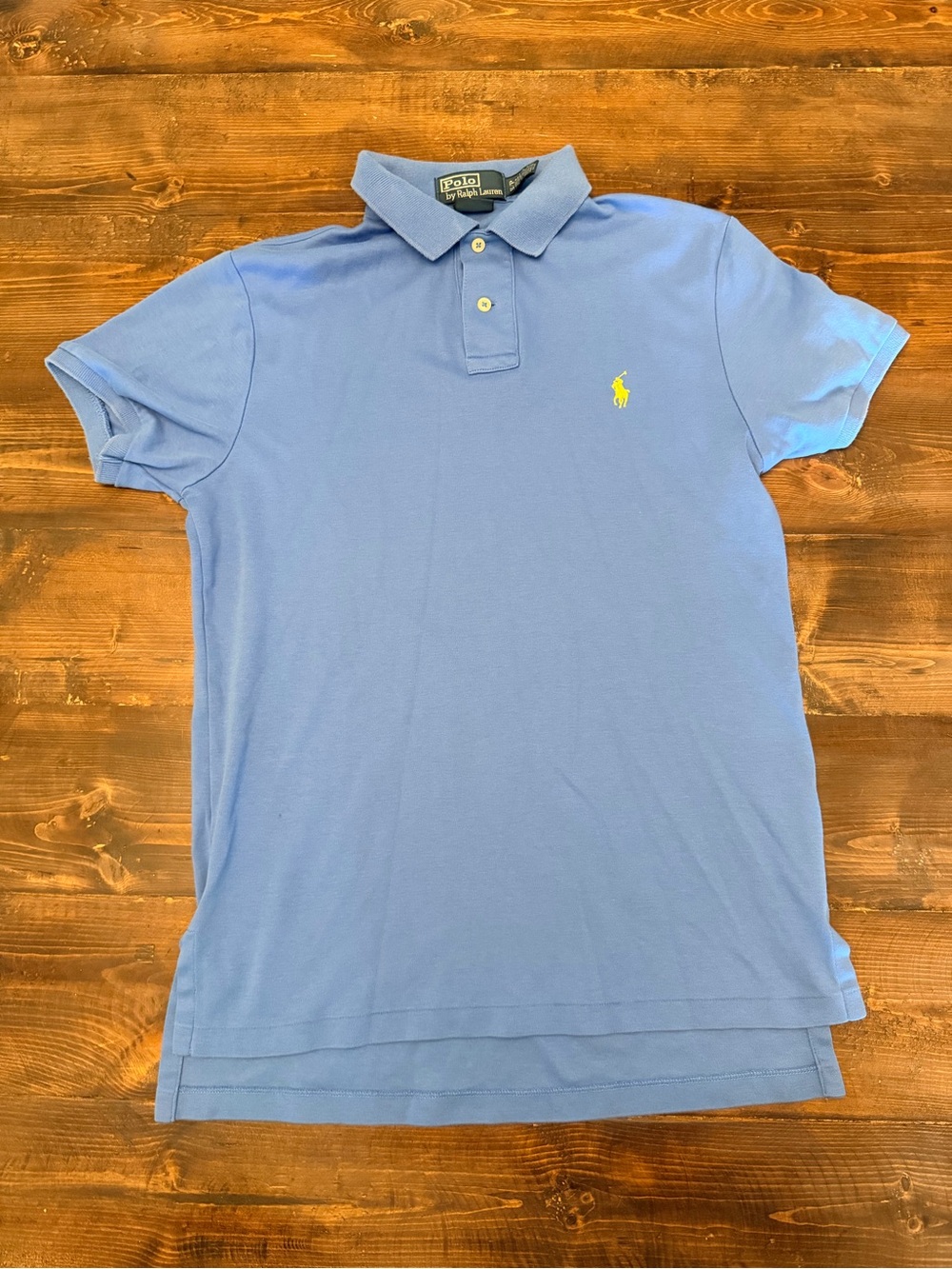 Polo Ralph Lauren Custom Fit Blue Polo Shirt Yellow Pony Logo Size S/P